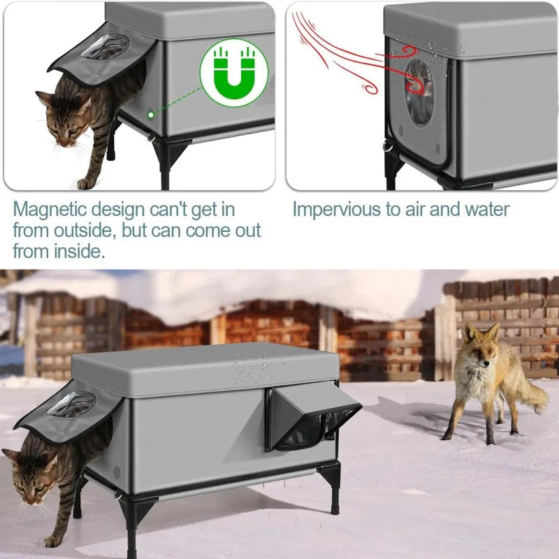 LZJVCN Outdoor Cat House Heated Winter Shelter Windproof Rainproof
