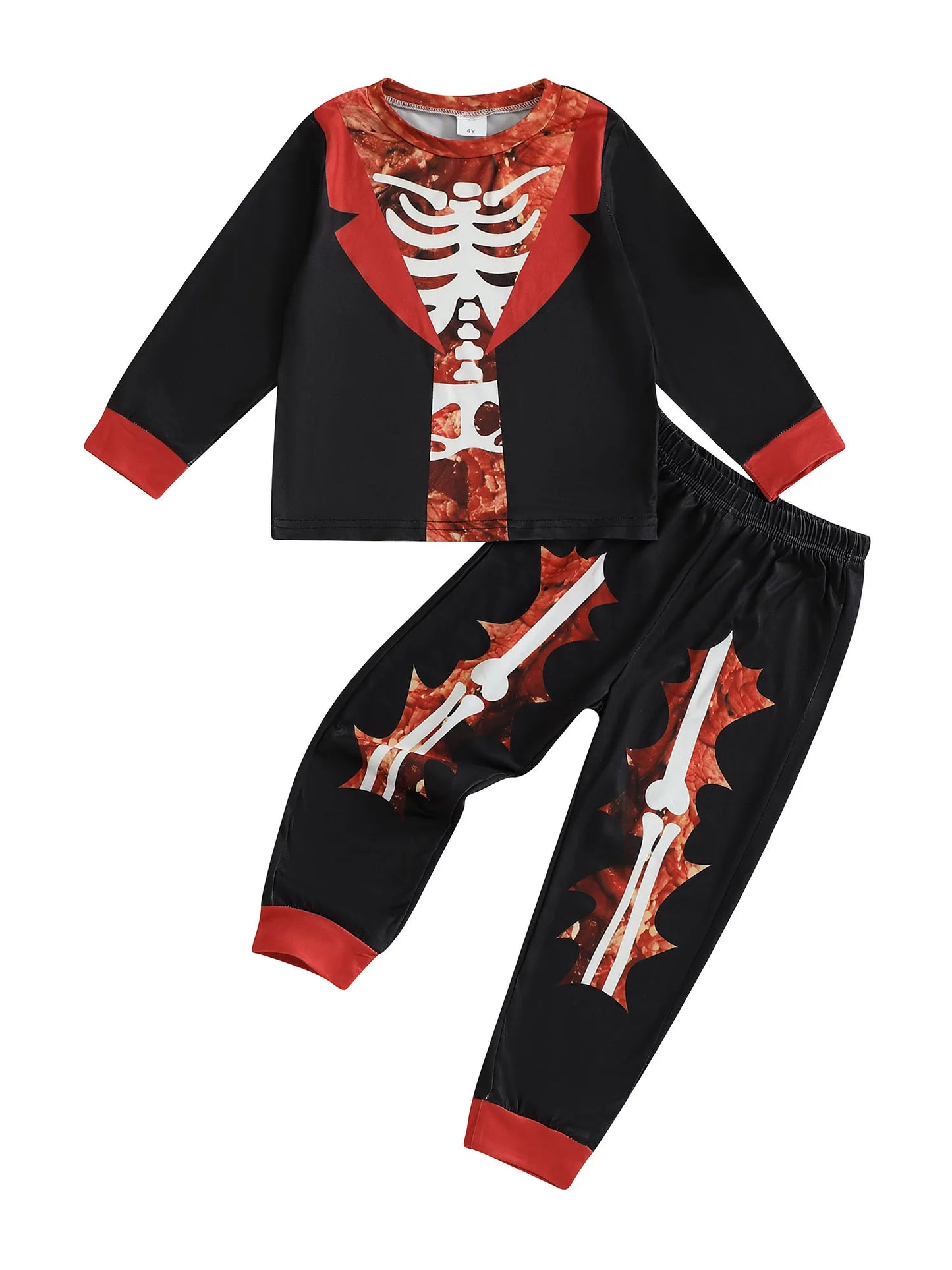 Emmababy Kids Skeleton Print Halloween Piece Costume Set