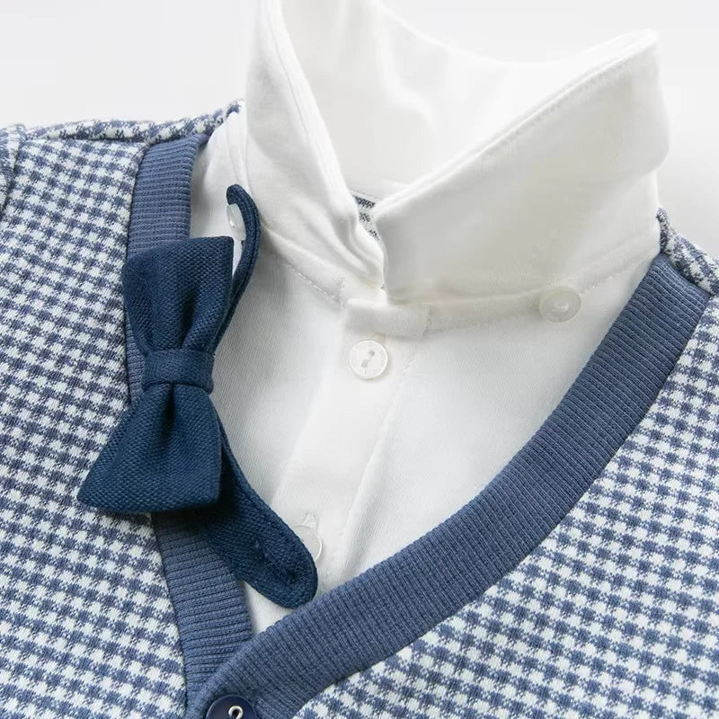 Dave Bella Boys Plaid Knit Two Piece Set Long Sleeve