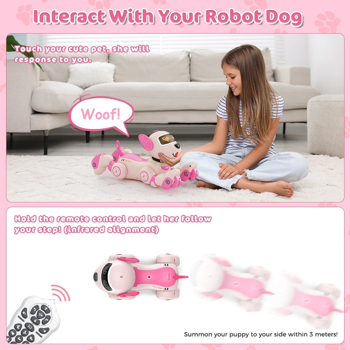 VATOS Robot Dog Toy For Kids Remote Control Touch Sensor