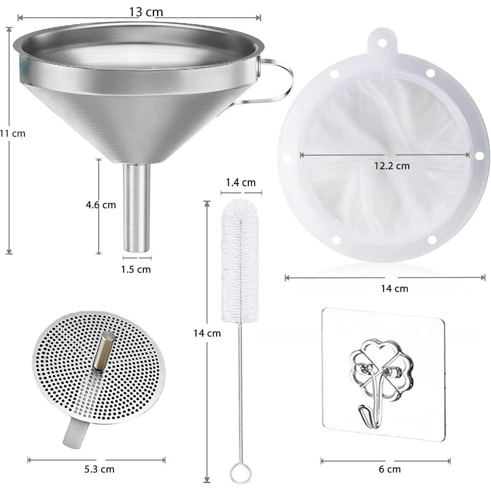 Hign-concerned Stainless Steel Funnel With 200 Mesh Filter