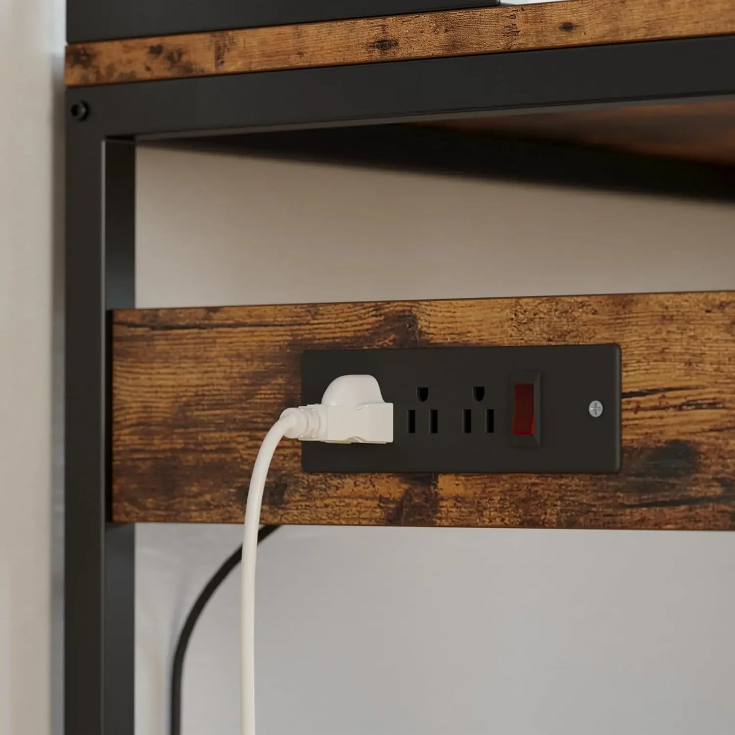 Bakers Rack With Power Outlet And Storage Cabinets