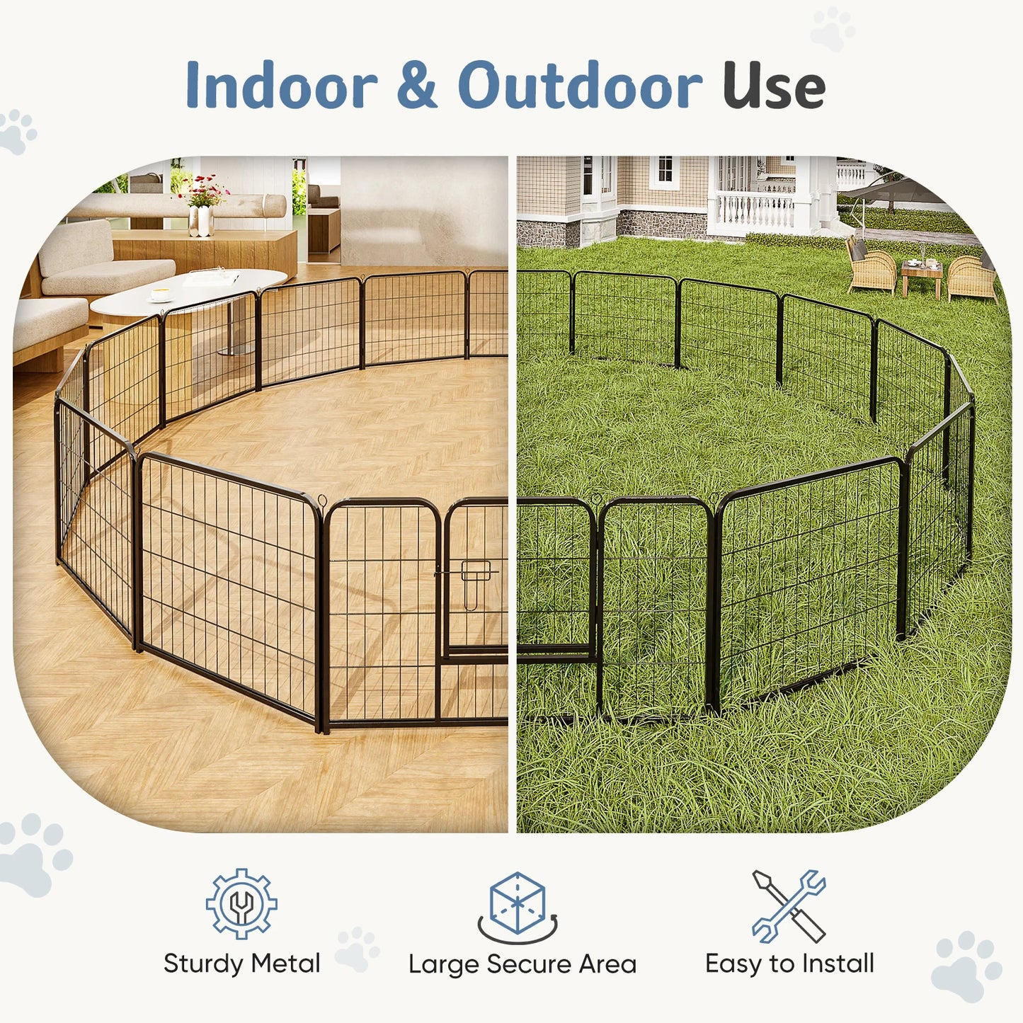 Heavy Duty Metal Dog Playpen for Indoor and Outdoor Use