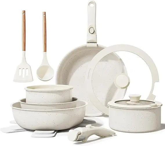 Healthy Ceramic Nonstick Cookware Set Removable Handles