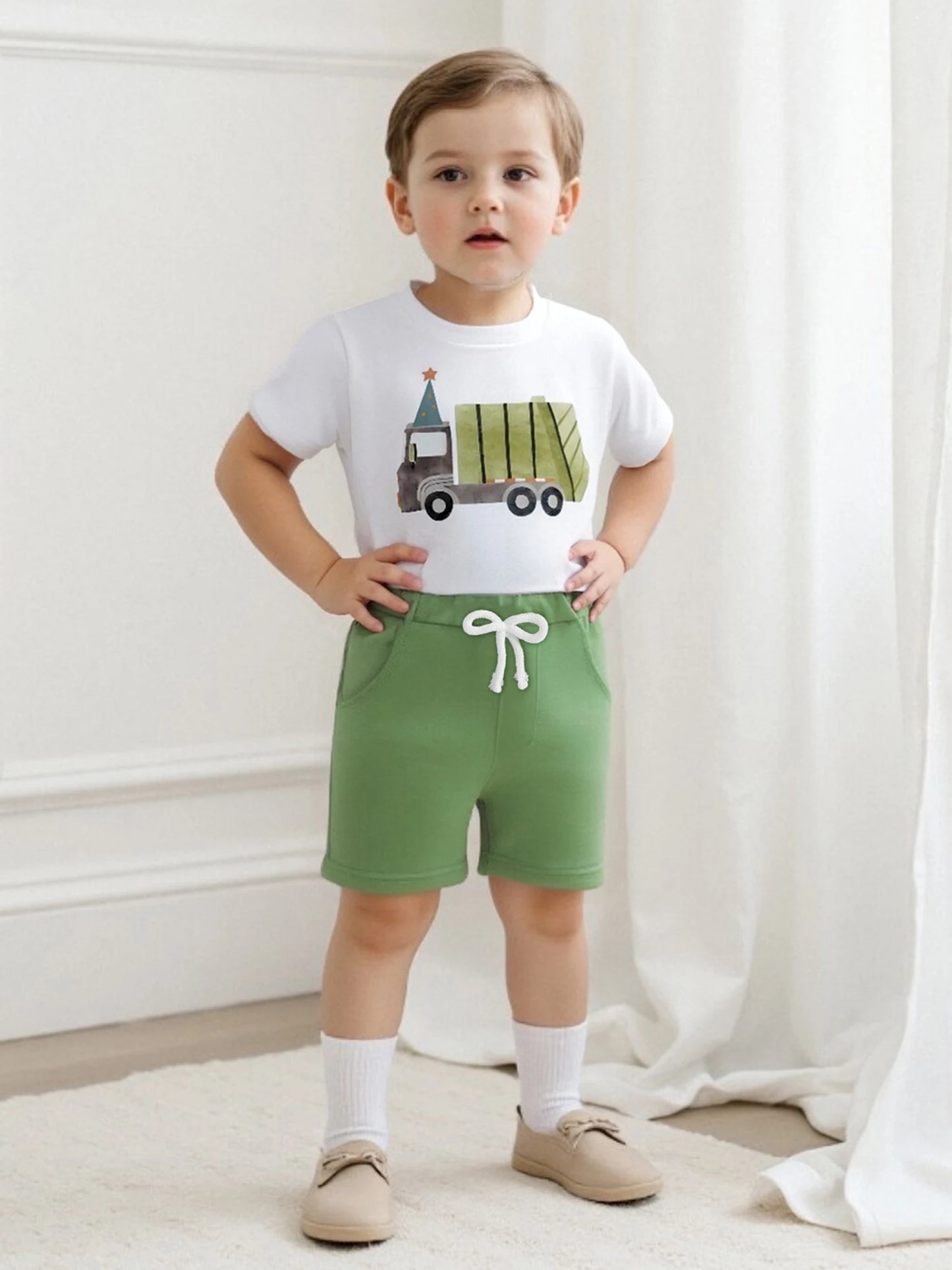 Emmababy Dinosaur Print 2 Piece Baby Boy Summer Outfit Set