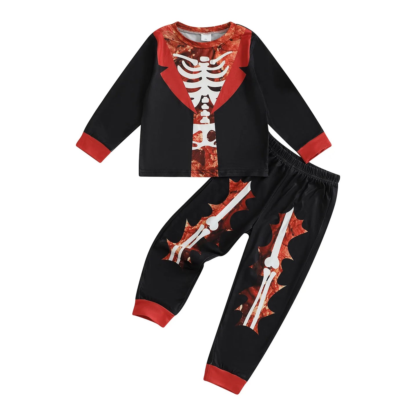 Emmababy Kids Skeleton Print Halloween Piece Costume Set