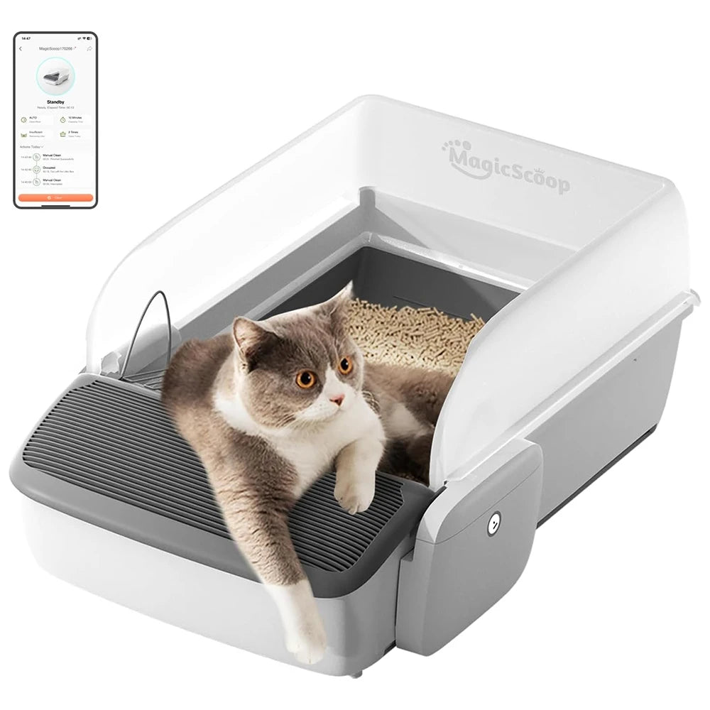 VOFORD Infrared-Enabled Intelligent Cat Litter Box Self-Cleaning Semi Enclosed Tray