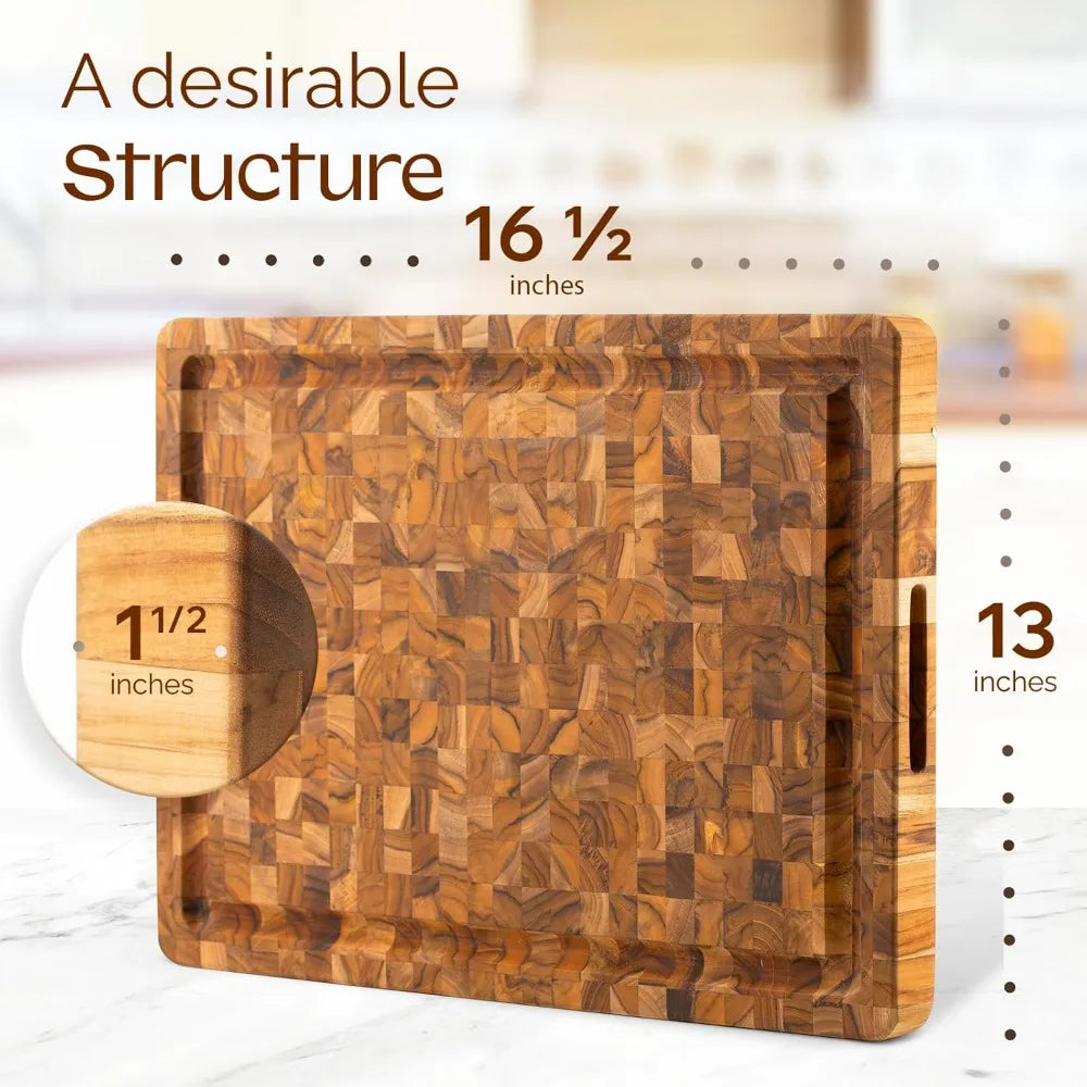 Yes4All Durable Teak End Grain Cutting Board For Kitchen