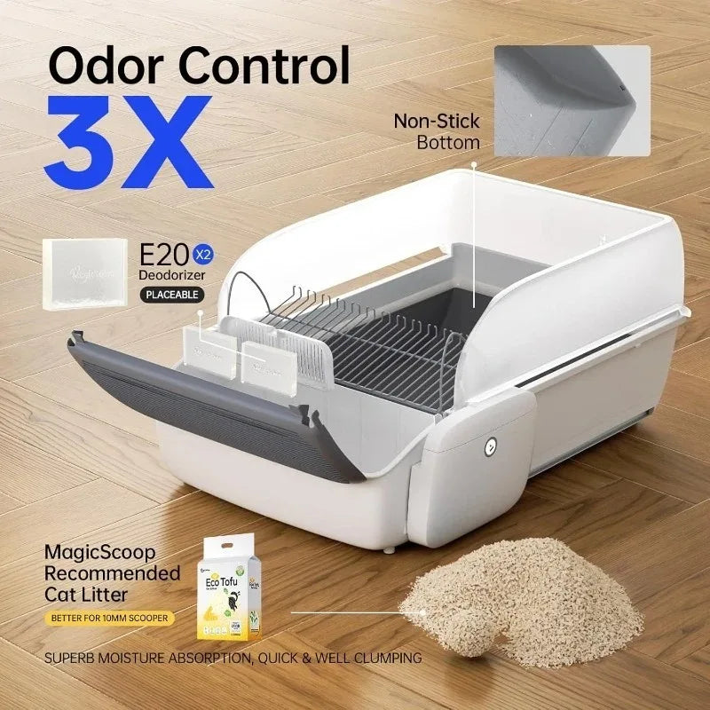 VOFORD Infrared-Enabled Intelligent Cat Litter Box Self-Cleaning Semi Enclosed Tray