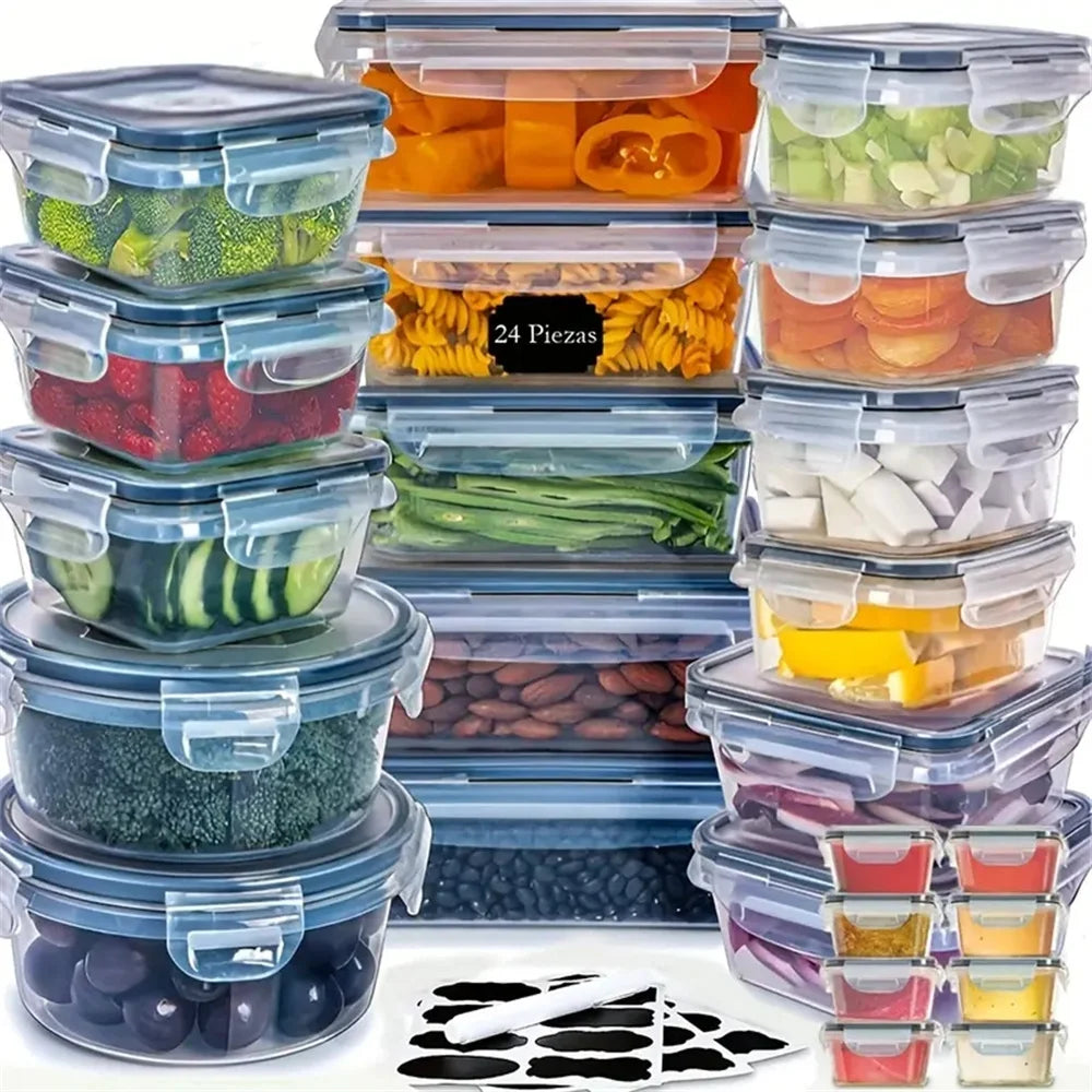 FDFD 24pcs Kitchen Storage Containers Set With Flip Lids