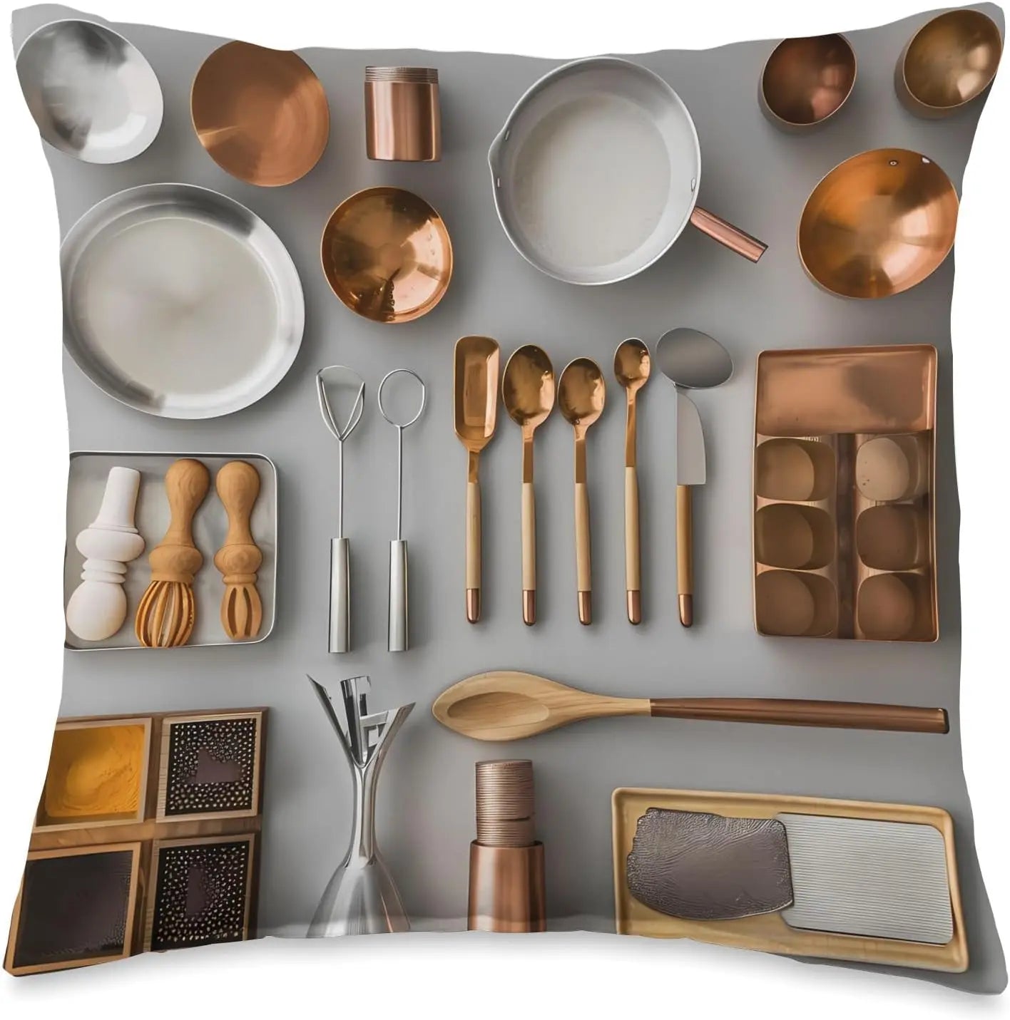 Kitchen Utensils and Cookware Design Throw Pillow for Cooking Lovers