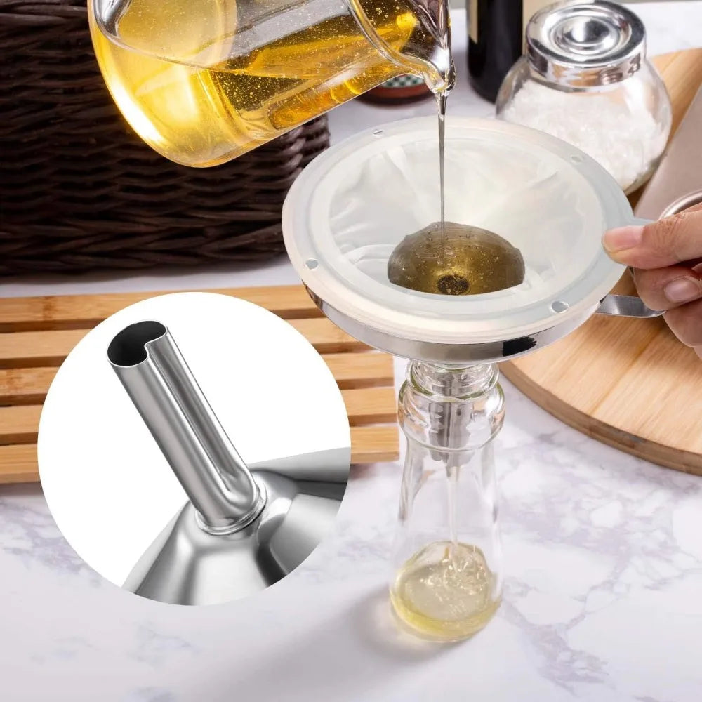 Hign-concerned Stainless Steel Funnel With 200 Mesh Filter