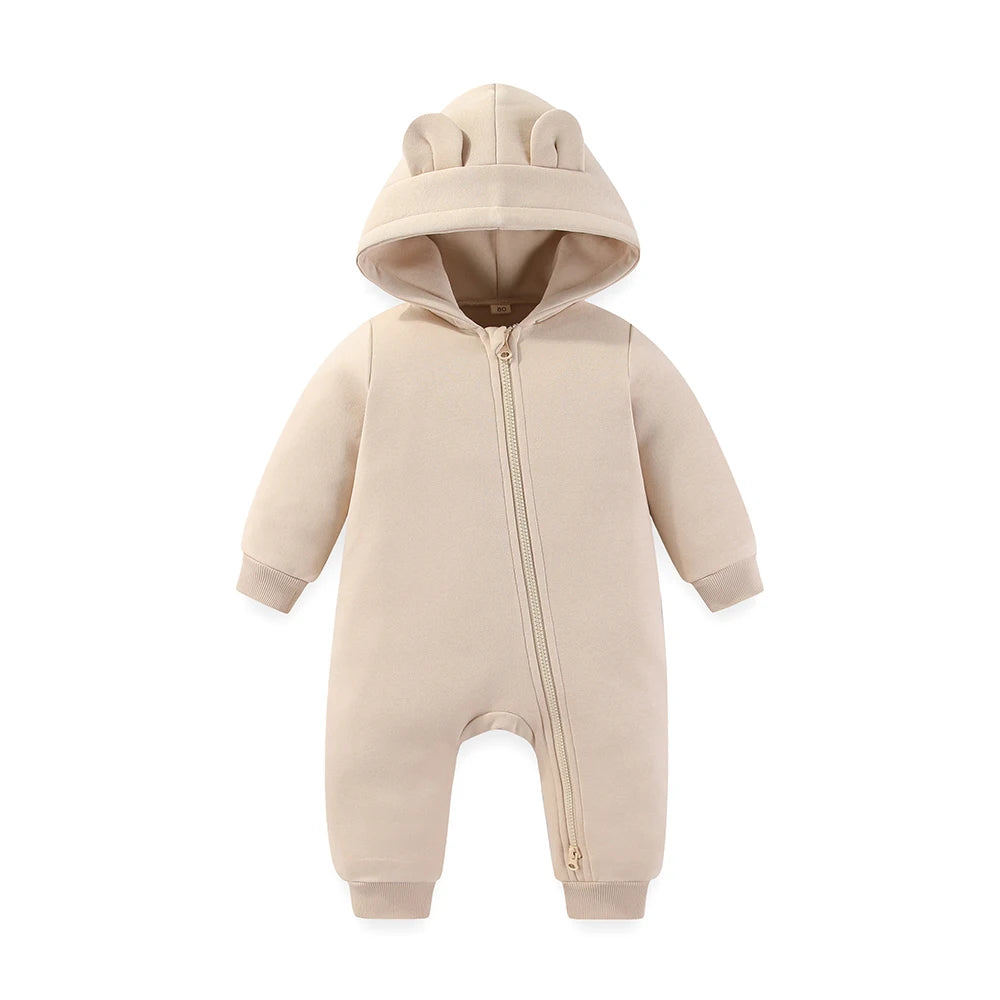 Cozy Long Sleeve Hooded Romper For Baby Boys And Girls