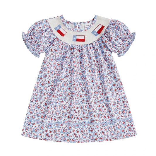 Emmababy Girls Floral Embroidered Short Sleeve Dress