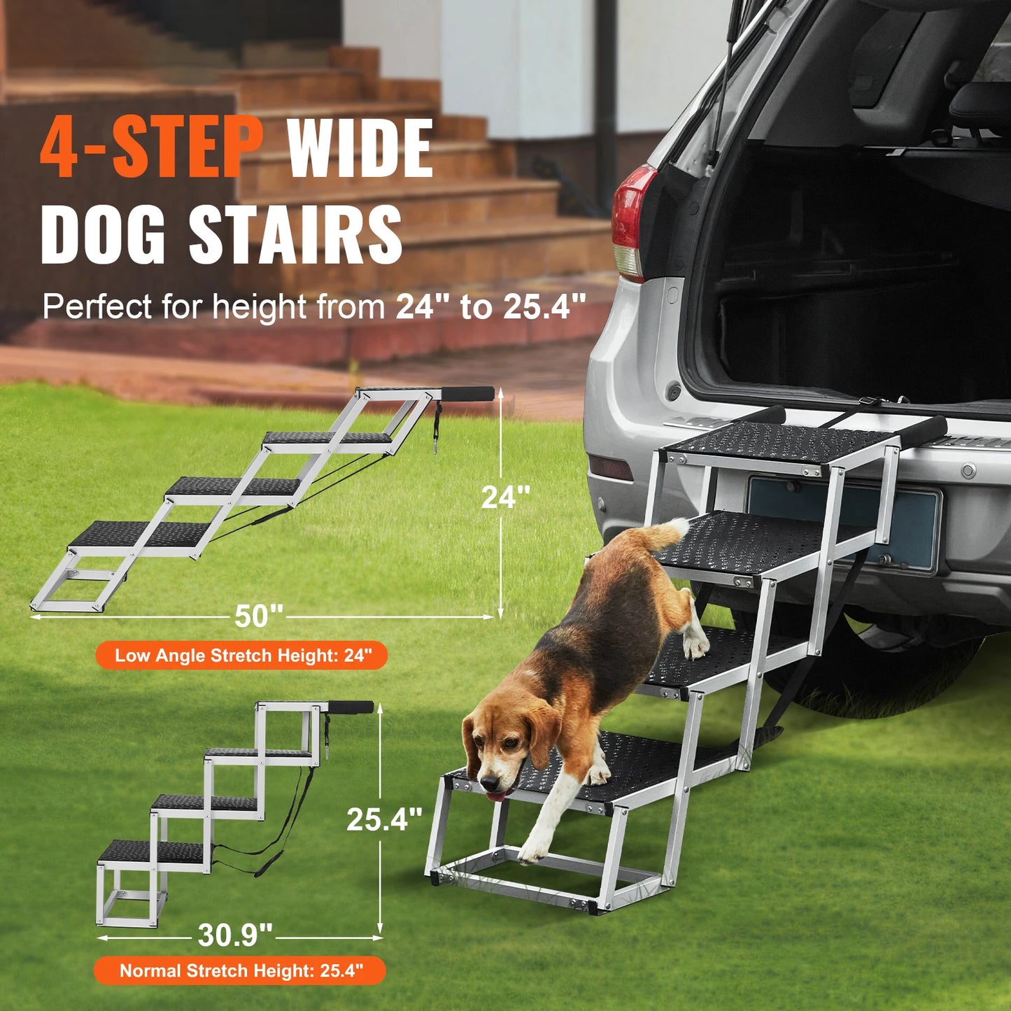 SucceBuy Dog Car Stair Folding Portable Pet Steps SUVs