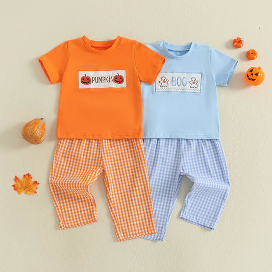 Pudcoco Ghost Embroidery Baby Toddler 2 Piece Outfit Set