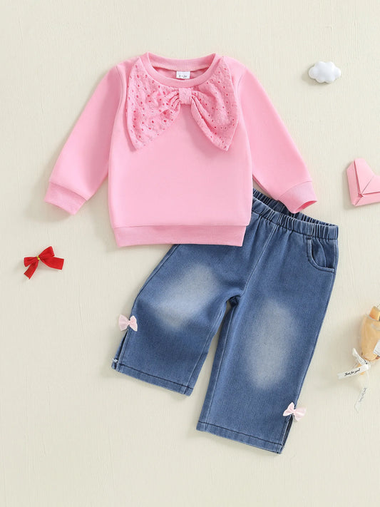 CN Guangdong Infant Cozy Winter Ensemble Bow Detail Set