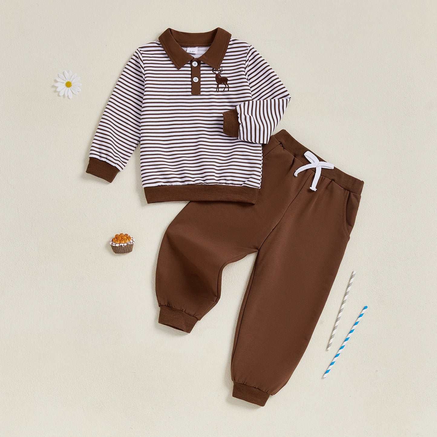 CN Guangdong Boys Winter Two Piece Reindeer Embroidery Plaid
