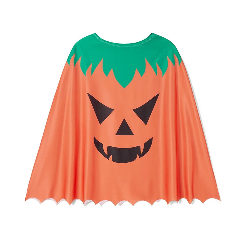 Spooky Pumpkin Witch Costume Cloak Cape for Kids and Adults