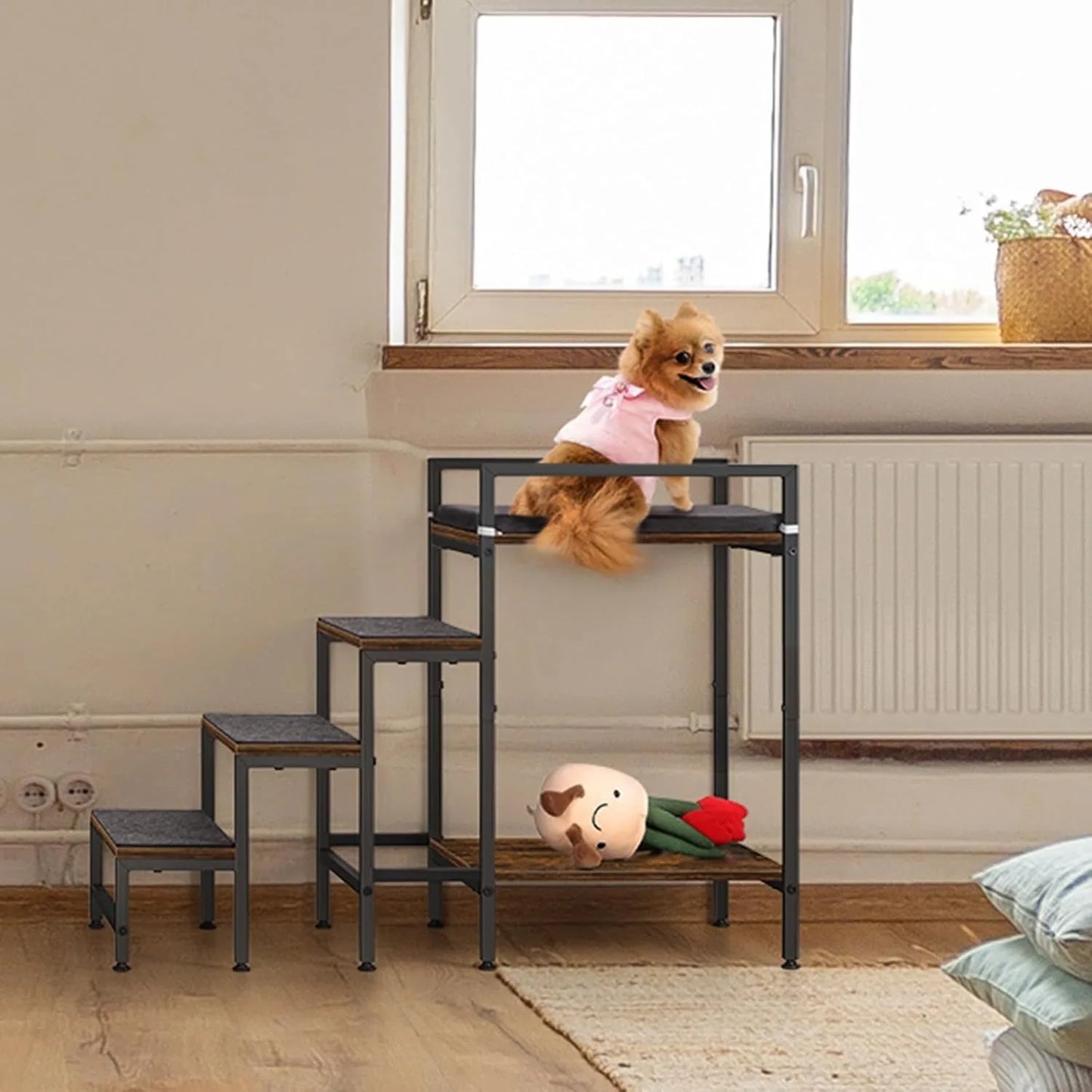 Dog Door Pet Window Perch With Stairs For Small Dogs Cats