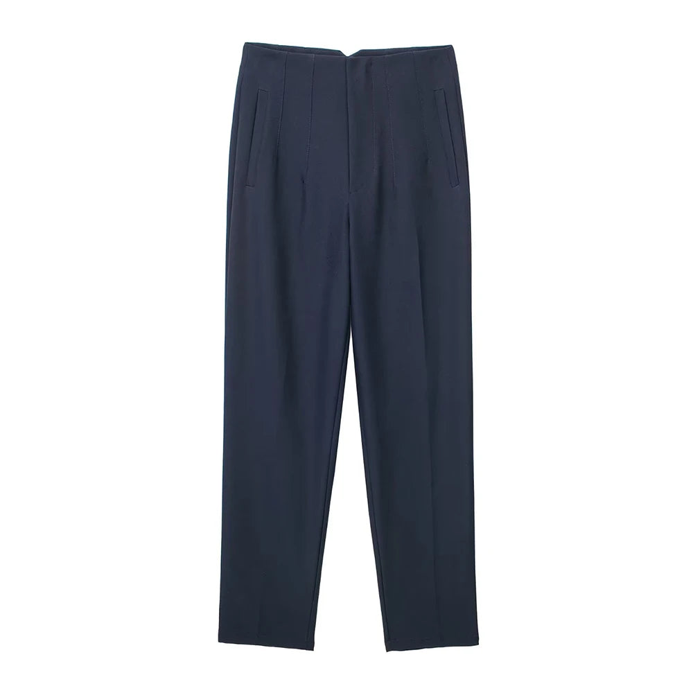 TRZA Women Office Wear Pants With Seam Detail High Waist