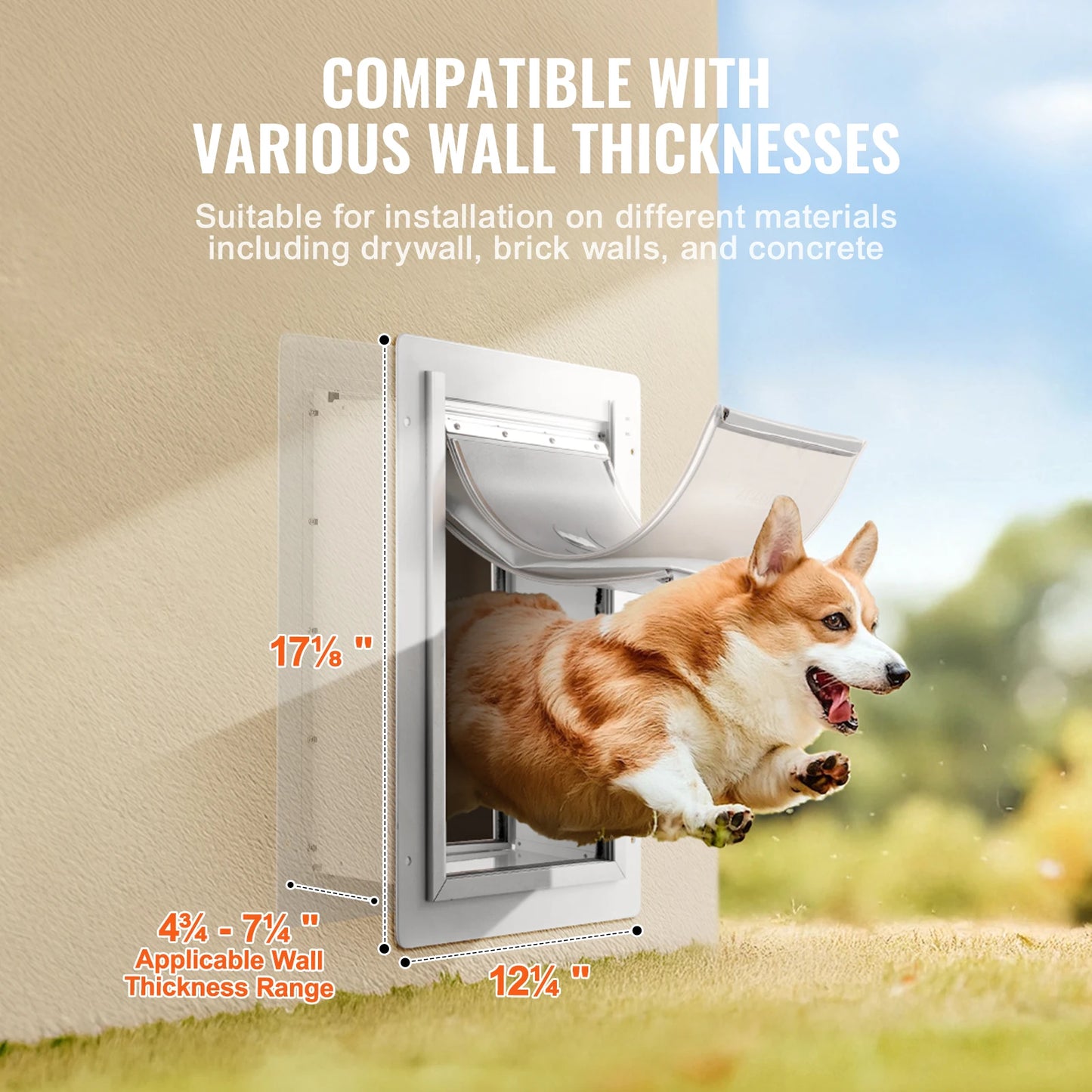 Weatherproof Metal Pet Door with Lock and Easy Installation