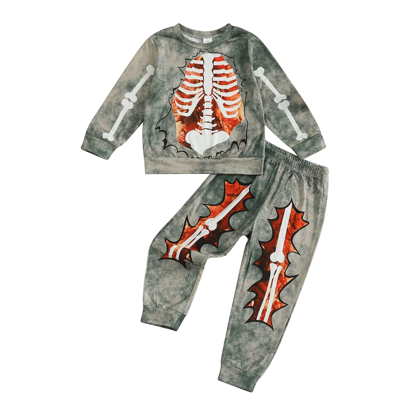 Emmababy Kids Skeleton Print Halloween Piece Costume Set