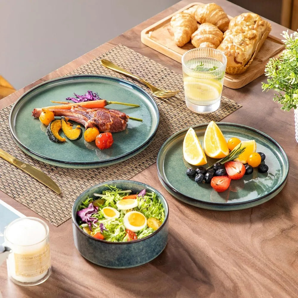 Starry Stoneware Dinnerware Set For 4 Dishwasher Safe