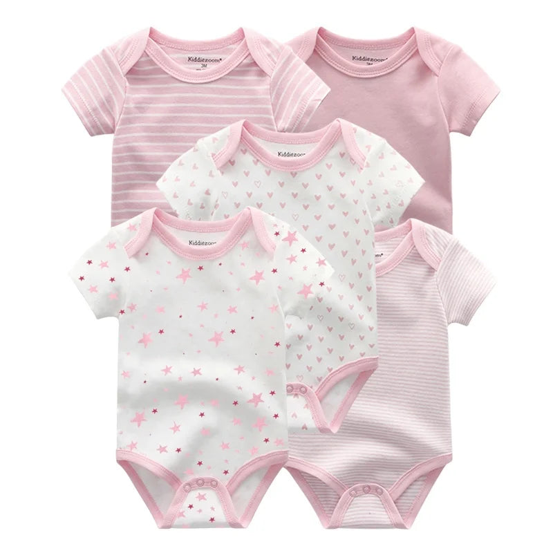 Kiddiezoom 5 Piece Cartoon Jumpsuit Set Cotton Baby Summer