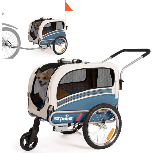 2 in 1 Pet Bicycle Trailer and Stroller Carrier for Pets