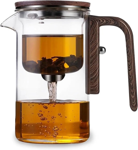 Enchanti Glass Tea Pot with Infuser and Wooden Handle