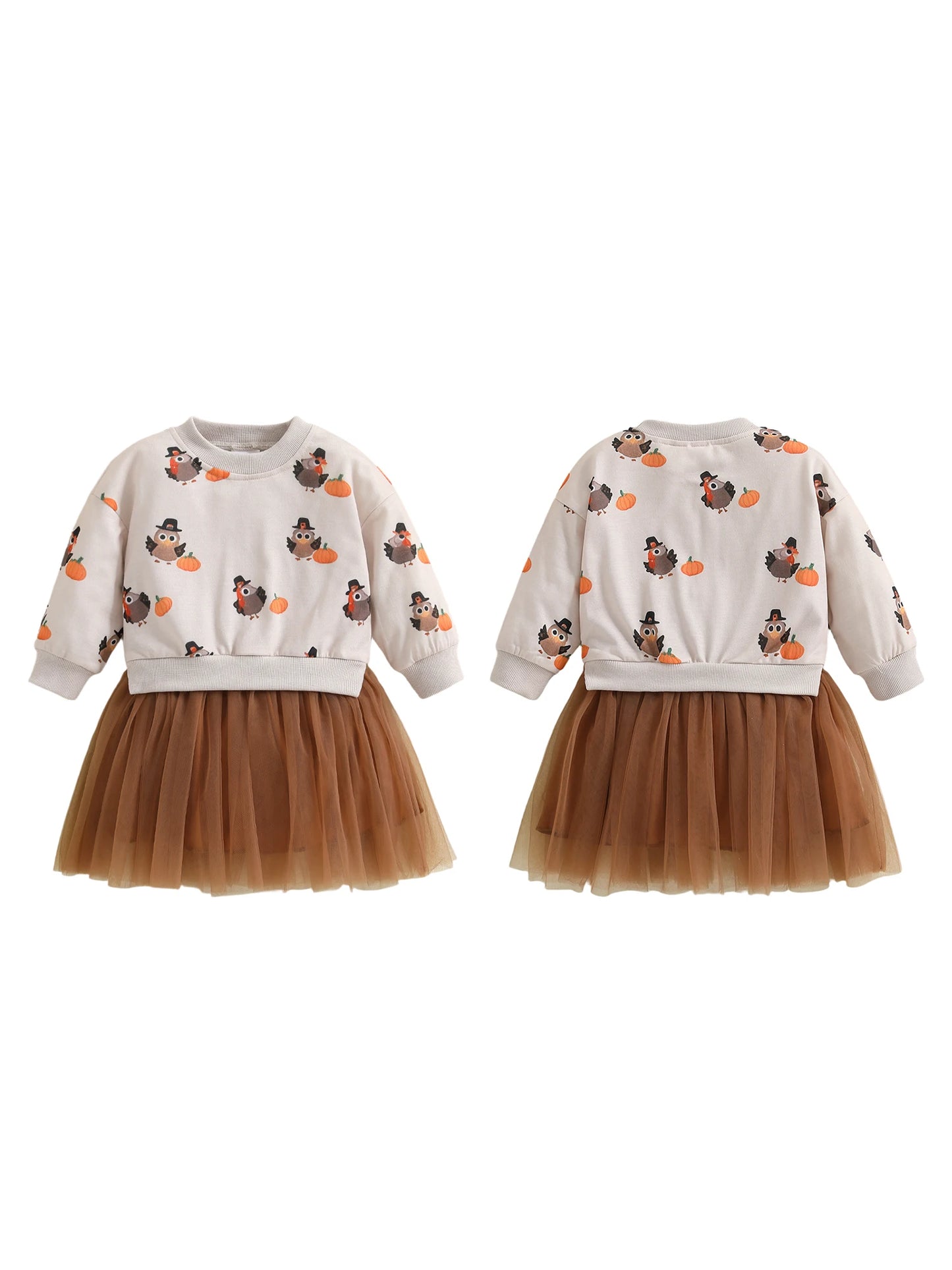 Toddler Girl Thanksgiving Tutu Dress With Turkey Print