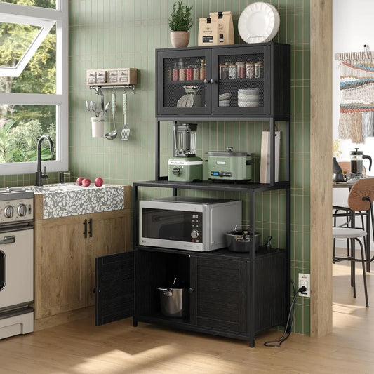 6 Tier Kitchen Bakers Rack With Power Outlet Shelves