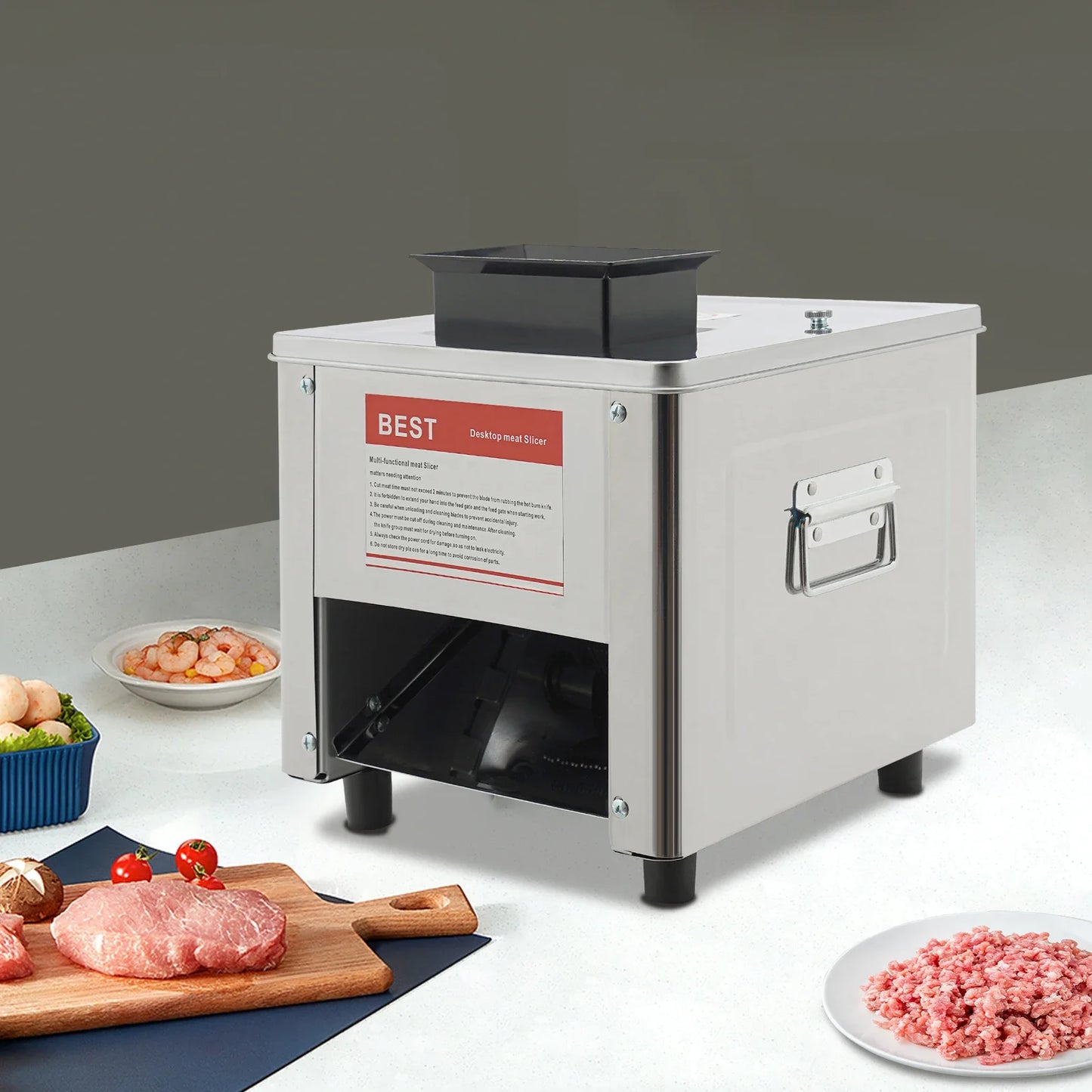 850W Electric Meat Cutter Slicer Stainless Steel 110V
