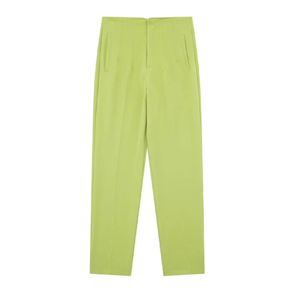 TRZA Women Office Wear Pants With Seam Detail High Waist