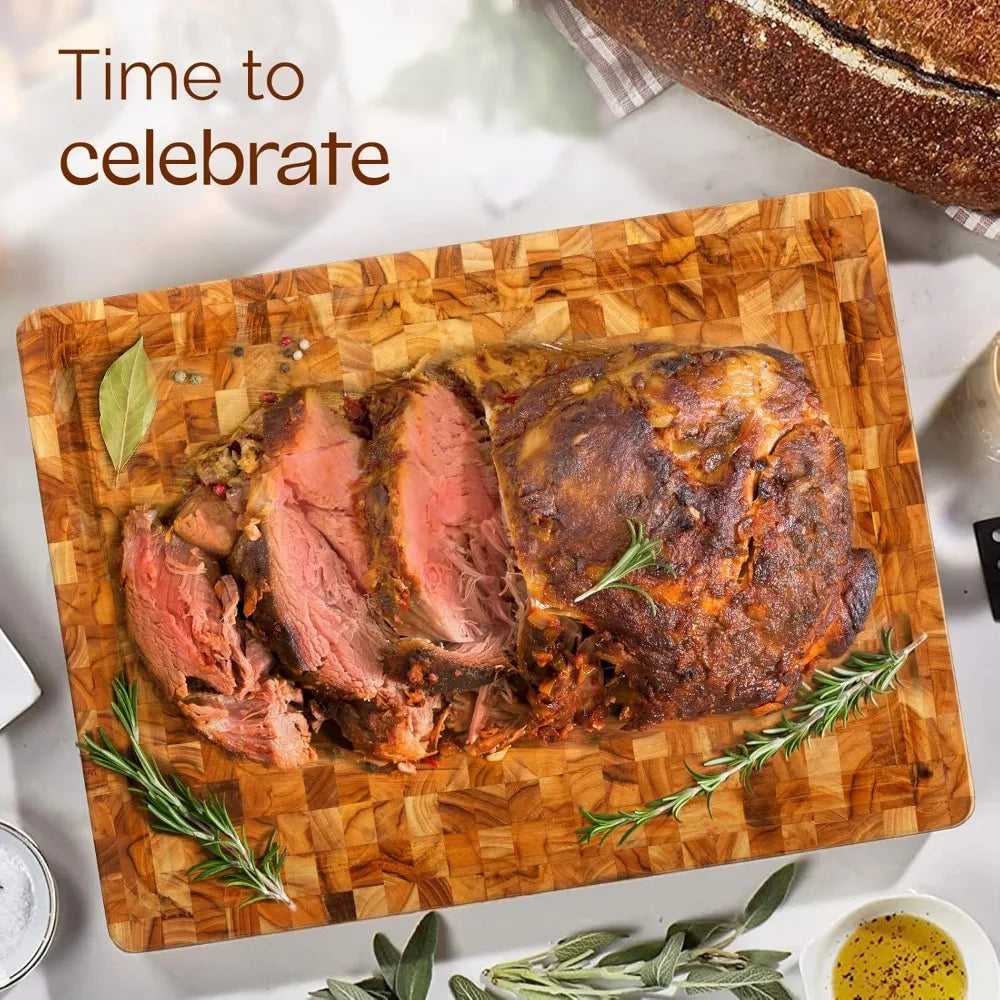 Yes4All Durable Teak End Grain Cutting Board For Kitchen