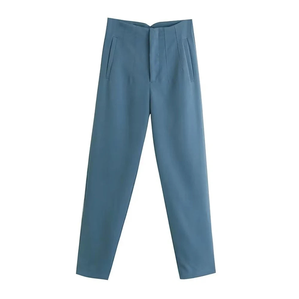 TRZA Women Office Wear Pants With Seam Detail High Waist