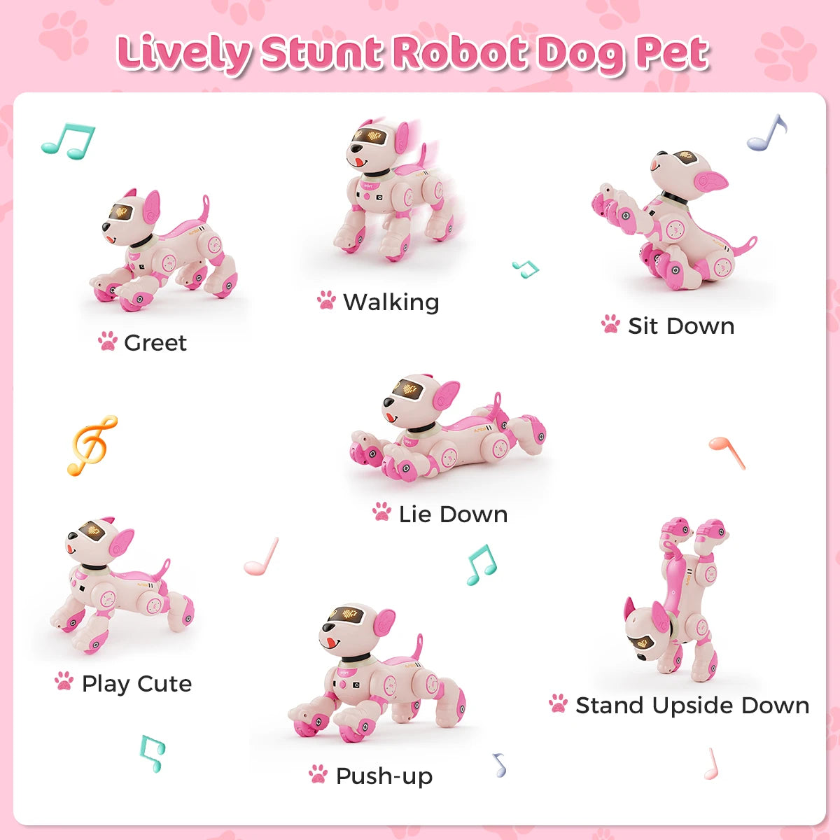 VATOS Robot Dog Toy For Kids Remote Control Touch Sensor